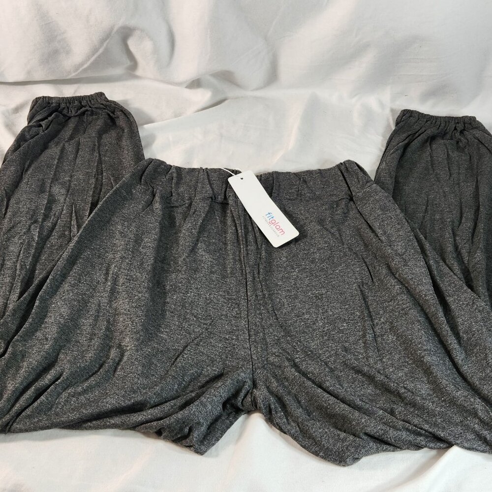 Fit Glam Fitness Pants Full Side Slits Sz S Scrunch Cuffs Exercise Women’s Grey - Picture 7 of 14